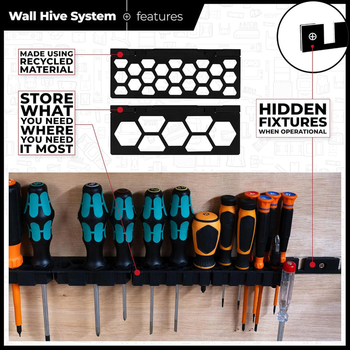 StealthMounts Wand-Hive-System, Schraubendreher-Regal, Aufbewahrungsregal für Handwerkzeug-Aufbewahr