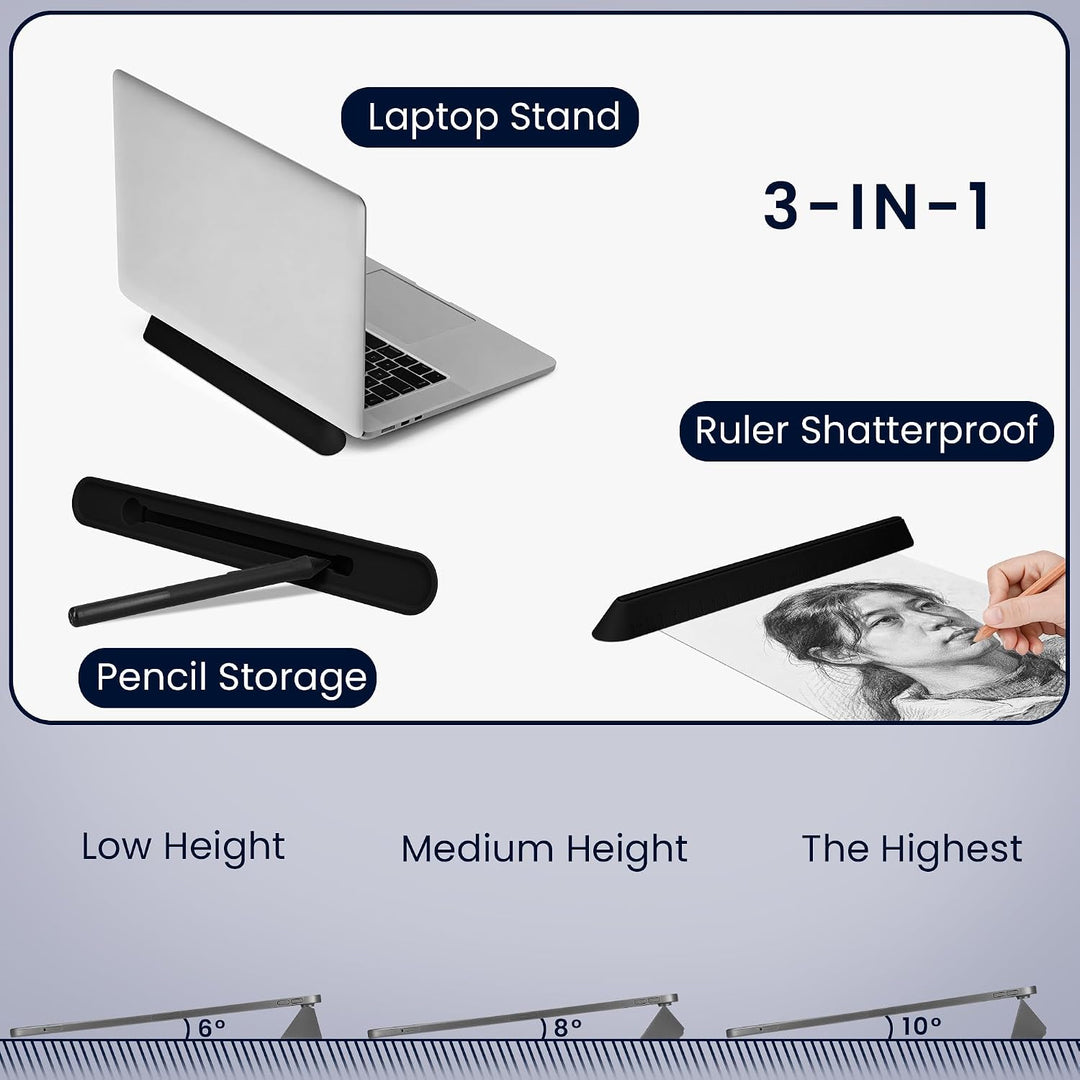 kwmobile Laptop Ständer für Laptop PC/Portable Monitor/Tablet - Mini Laptopständer mit Lineal &amp; Stif