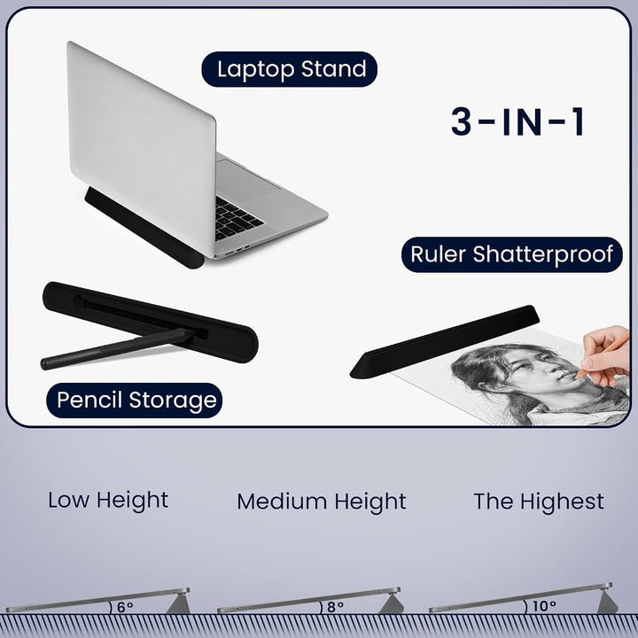 kwmobile Laptop Ständer für Laptop PC/Portable Monitor/Tablet - Mini Laptopständer mit Lineal &amp; Stif