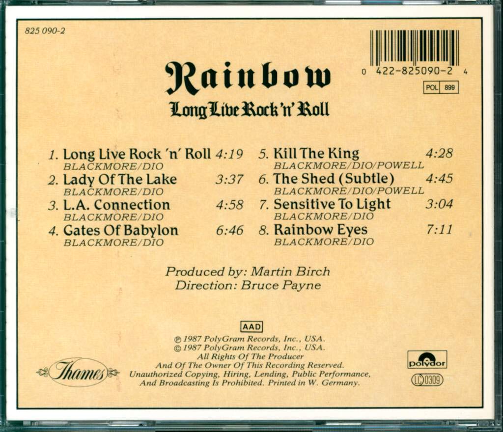 Long Live Rock 'N' Roll, Audio-CD