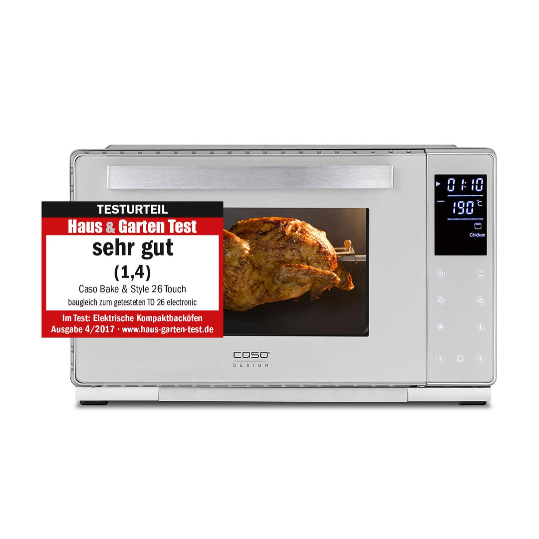 CASO Bake & Style 26 Touch - Design Backofen, ideal zum Backen, Braten, Aufbacken und Grillen, 9 Aut