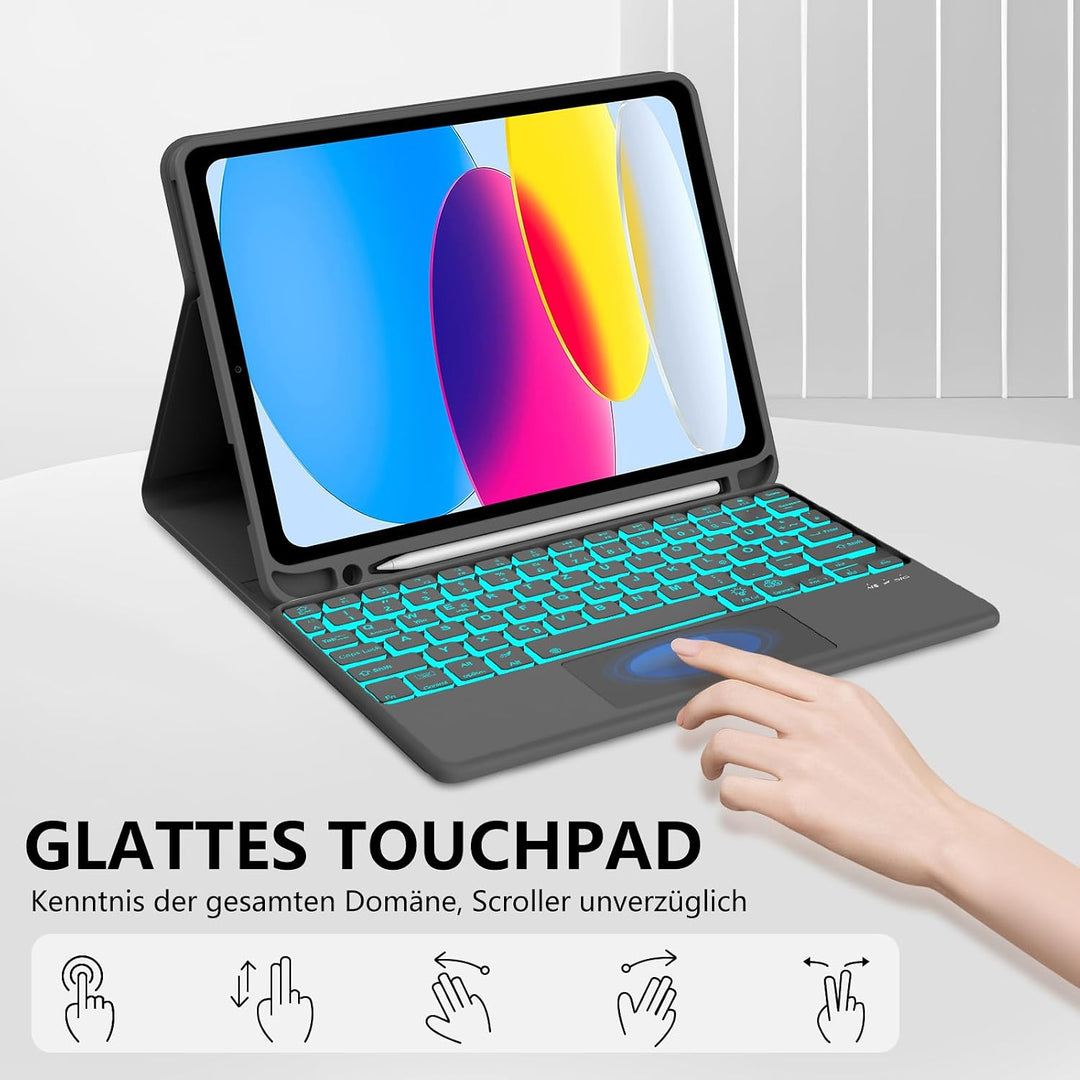Hülle Tastatur für iPad A16 11. Gen 11" 2025, iPad 10. Gen 2022 10.9" | Touchpad Magnetische Hinterg