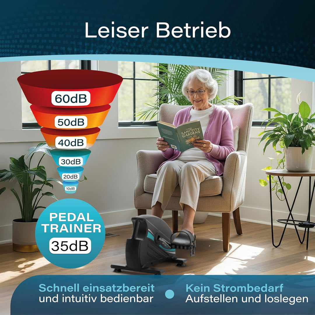 Mini Heimtrainer Pedaltrainer Set [leise & laufruhig] stufenlos einstellbar | Beintrainer & Armtrain