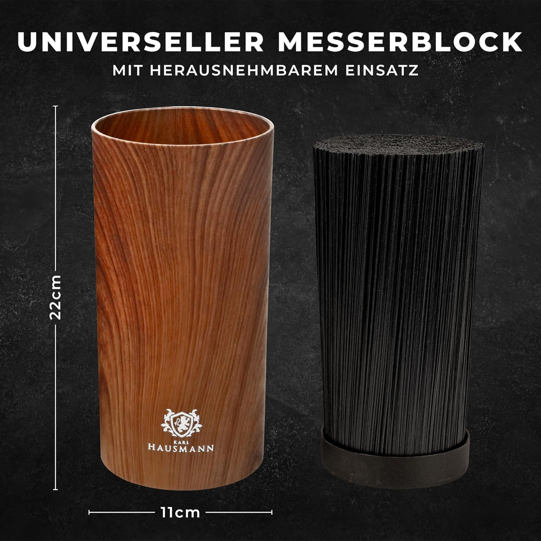 KARL HAUSMANN Messerblock mit Messer-Set - 6 teilig, Küchenmesser Set Edelstahl ink. Kochmesser, Bro