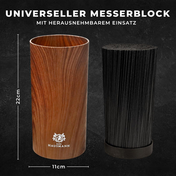 KARL HAUSMANN Messerblock mit Messer-Set - 6 teilig, Küchenmesser Set Edelstahl ink. Kochmesser, Bro
