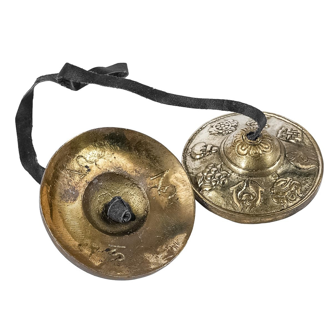 Sarini Tibetische Dingxia-Glocke mit Tasche, 6,5 cm, handgefertigt, Yoga-Glocke, Meditationsglocke,