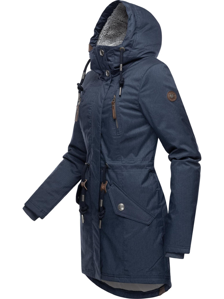 Ragwear Damen Wintermantel warm gefütterter Parka lang wasserdicht mit Kapuze Elsie Melange XS-6XL 3
