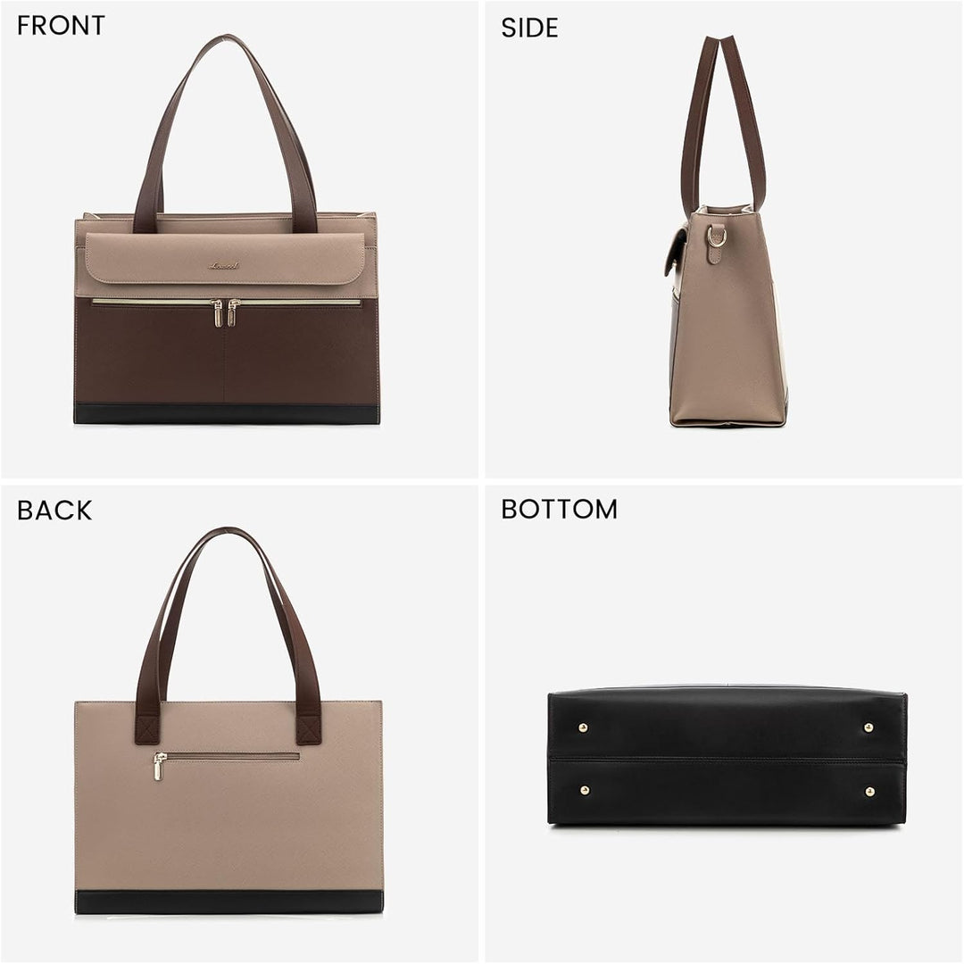 LOVEVOOK Laptop Handtasche Damen 15,6 Zoll, PU Leder 2 in 1 Crossbody Tote Bag Handbag, Gross Busine