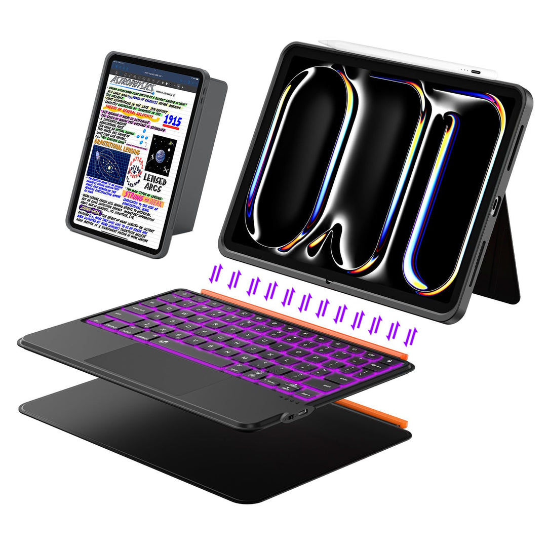 Tastatur Hülle für iPad Pro 13 Zoll (M5 2025/M4 2024), Magnetisch Abnehmbares Beleuchtetes Keyboard,