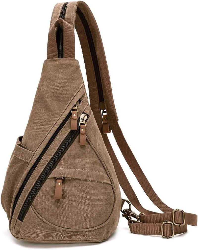 KL928 Canvas Sling Bag Rucksack Damen und Herren – Schulterrucksack Umhängetasche Crossbag Verstellb