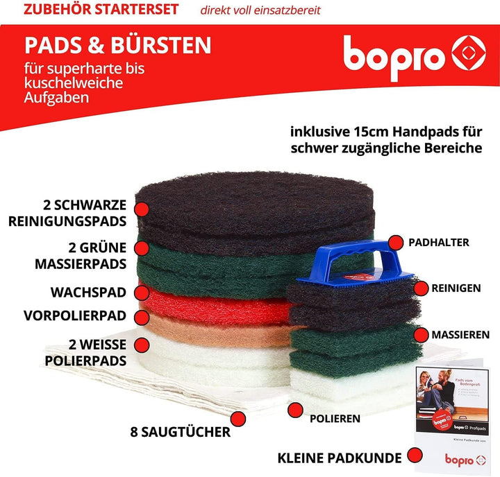 Floorboy® Z12C Starterset mit 12 Zoll Reinigungs-, Einscheiben - und Poliermaschine mit Tank, Pads u