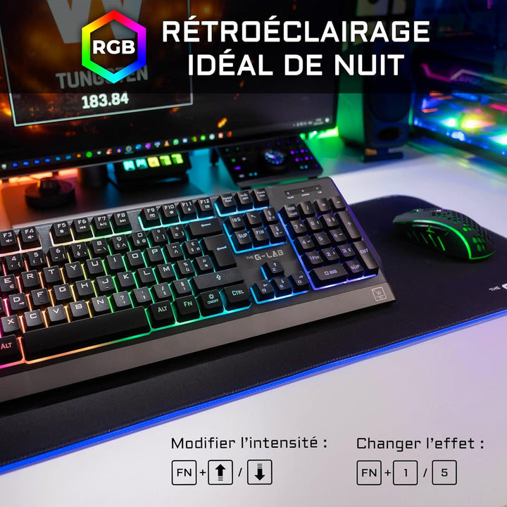 Pack Clavier - Souris Sans fil THE G-LAB Combo Tungsten (Noir)
