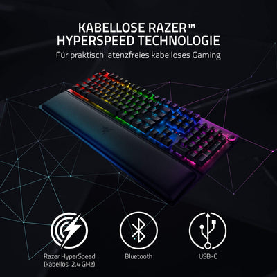 Razer BlackWidow V3 Pro (Green Switch) - Kabellose Mechanische Gaming Tastatur (Klickende Mechanisch