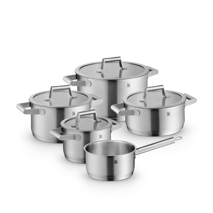 WMF Comfort Line Topfset Induktion 5-teilig, Kochtopf Set mit Glasdeckel, Cromargan Edelstahl mattie