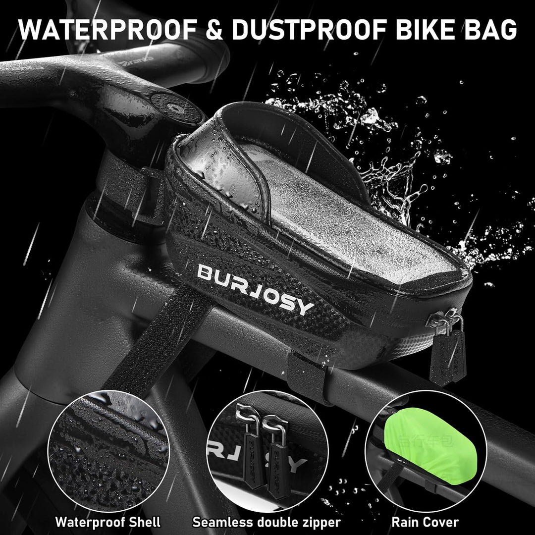 Wasserdicht Handyhalterung Fahrradtasche, Fahrradtasche Rahmen mit TPU-Touchscreen und Sonnenblende,