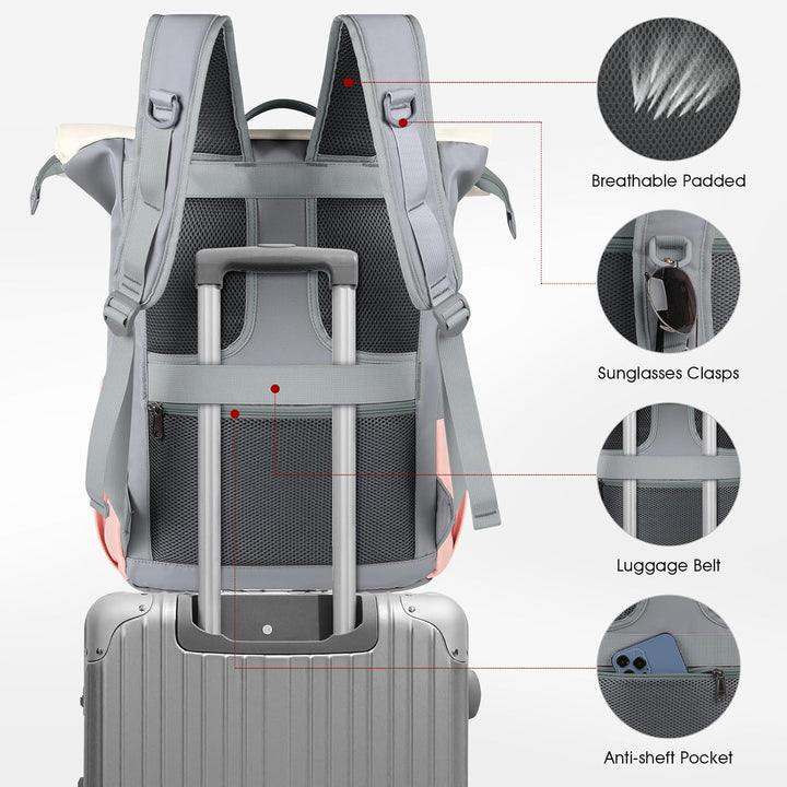 Lubardy Rolltop Rucksack Herren Damen Wasserdicht Rucksack Herren Laptop Rucksack 17,3 zoll Schulruc