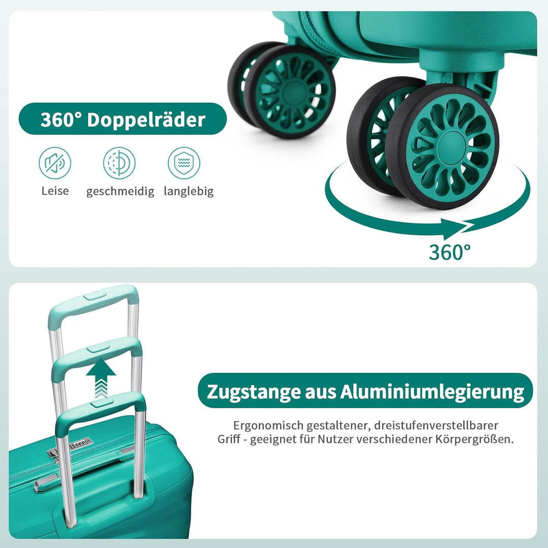 KONO Hartschalenkoffer Gross Leicht Koffer Trolley Reisekoffer mit 4 Rollen und TSA Schloss, 76x50x3