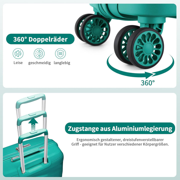 KONO Hartschalenkoffer Gross Leicht Koffer Trolley Reisekoffer mit 4 Rollen und TSA Schloss, 76x50x3