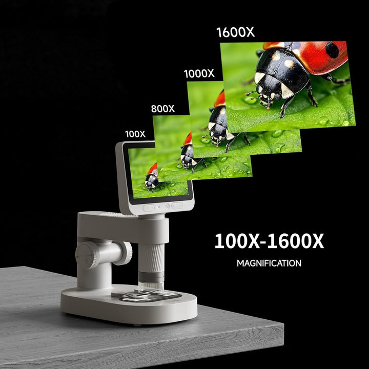 BEAVERLAB 4,0" IPS digitales Mikroskop 100X-1600X, Handheld Microscope 1080P HD Taschenmikroskop WiF