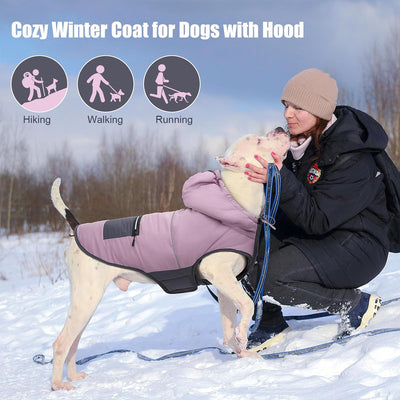 Hundemantel mit Kapuze, Winter Warme Hundejacke für Mittlere und Grosse Hunde, Winddichter Hundemant