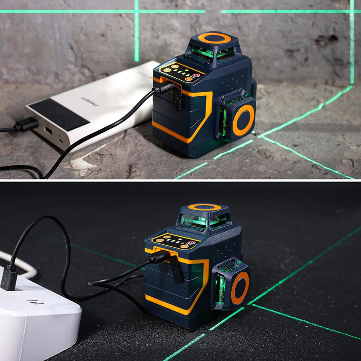 CIGMAN Kreuzlinienlaser Grün 3 x 360 Grad Laser Wasserwaage Nivellierlaser mit wiederaufladbarer Lit