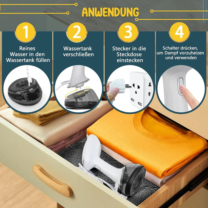Rolipo Reisebügeleisen 1700W, Steamer Dampfglätter mit 360ml Wassertank, Kompakt für Kleidung, Ideal