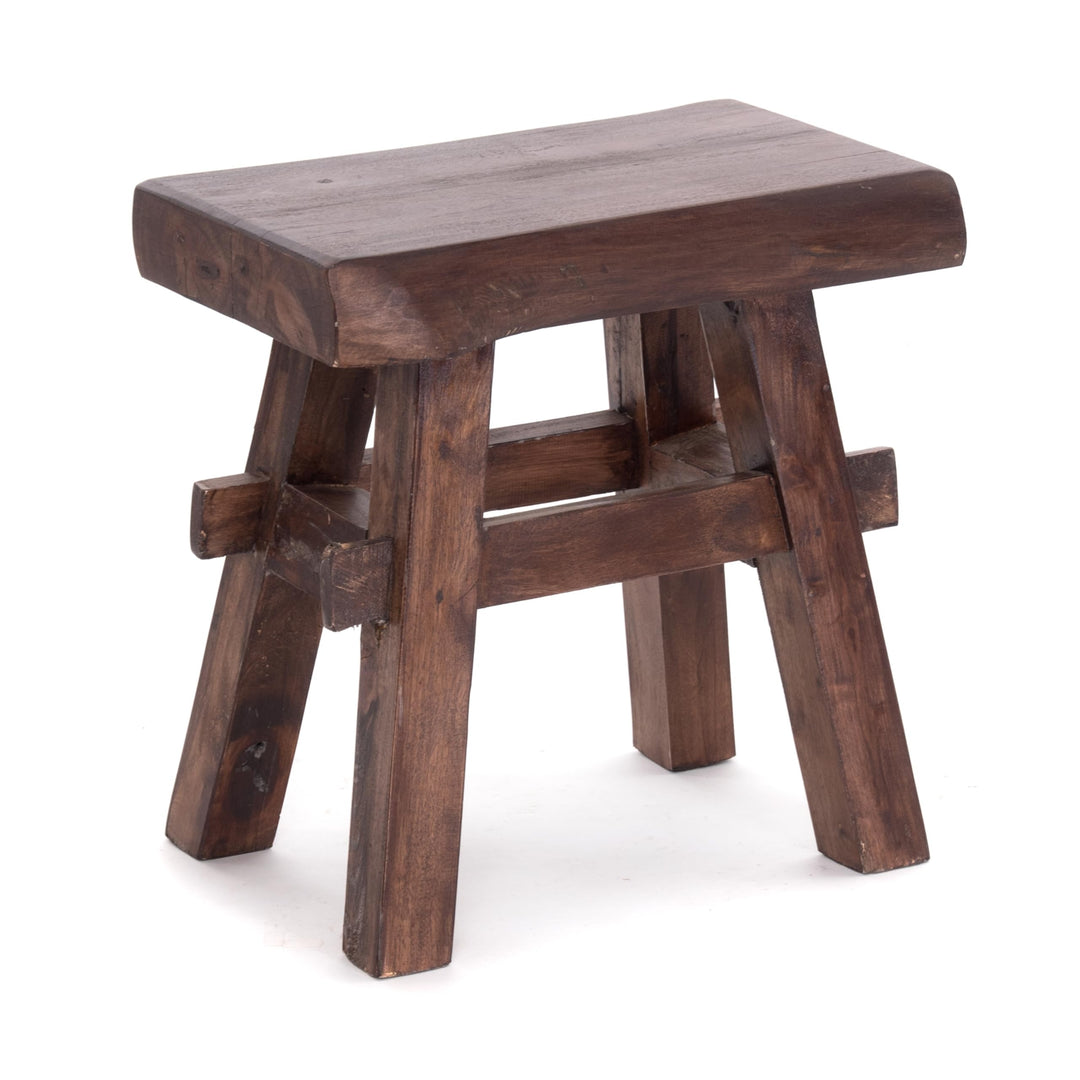 DESIGN DELIGHTS Holz HOCKER Vintage 40 | Massivholz, 43x45x27 cm (HxBxT) | Sitzhocker, Pflanzenhocke