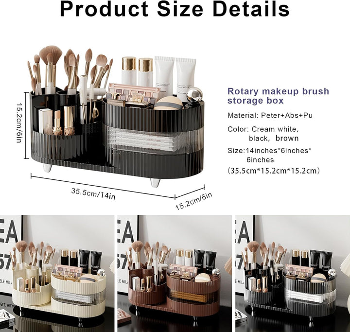 DASITON Make up Kosmetik Organizer,360° Drehbarer Make Up Pinsel Organizer,Grosser Kapazität Kosmeti