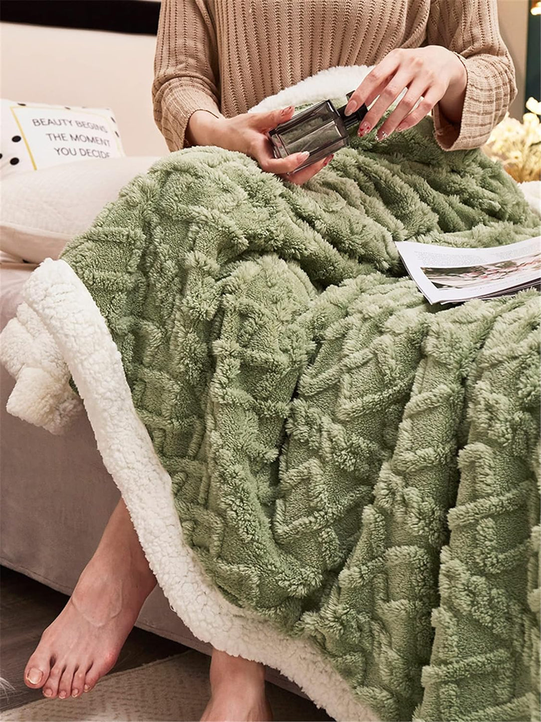 Hayisugal Flauschige Sherpa Kuscheldecke - hochwertige Schafdecke, super weiche Fleecedecke als Sofa