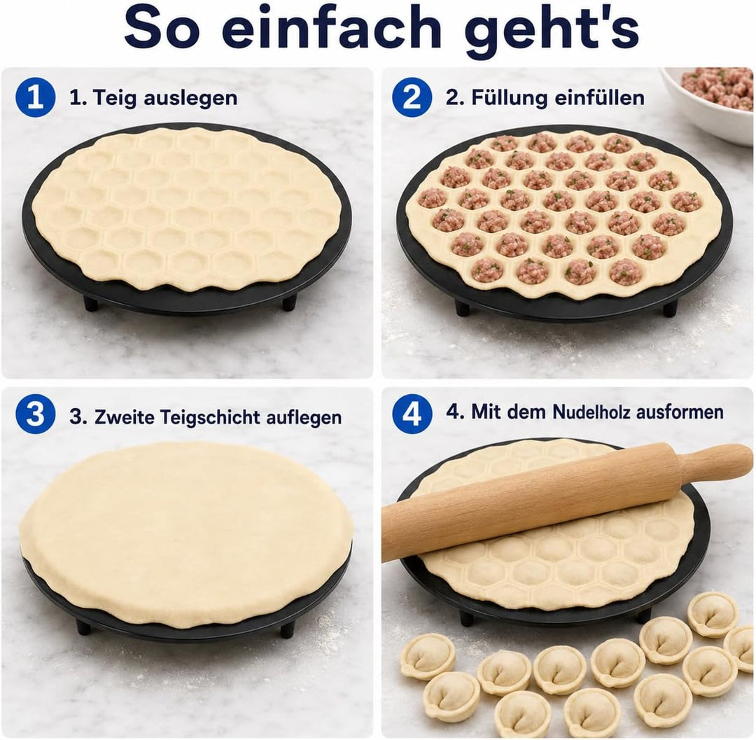 Pelmeni Form, Russischer Ravioli Maker aus massiver Aluminiumlegierung mit 37 Löchern, Teigtaschenfo