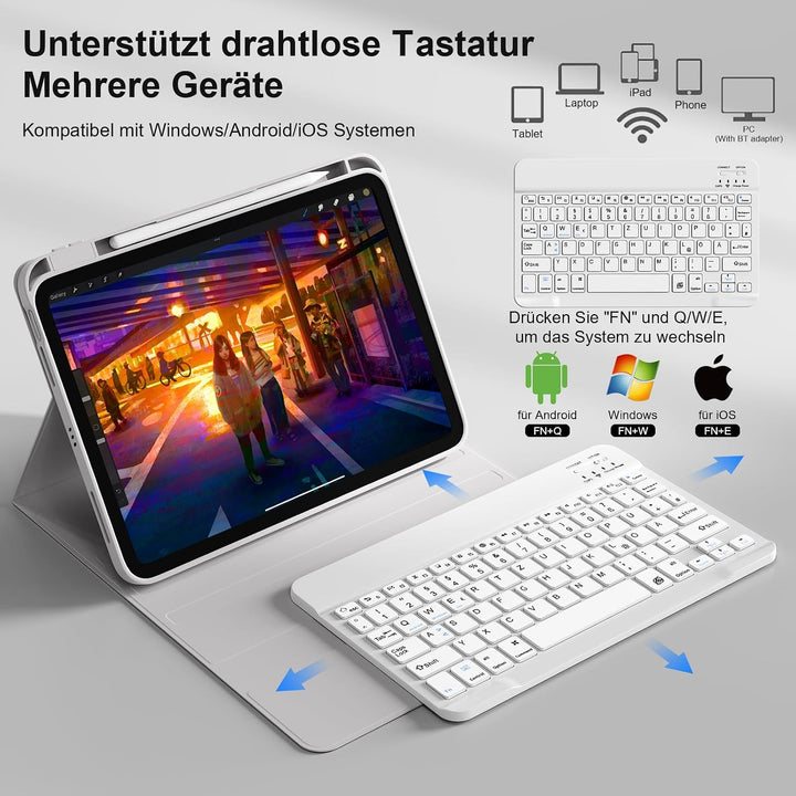 Hülle mit Tastatur für iPad Air 11 Zoll (2026 M4/2025 M3/2024 M2), iPad Air 5./4. 2022/2020 10,9 Zol