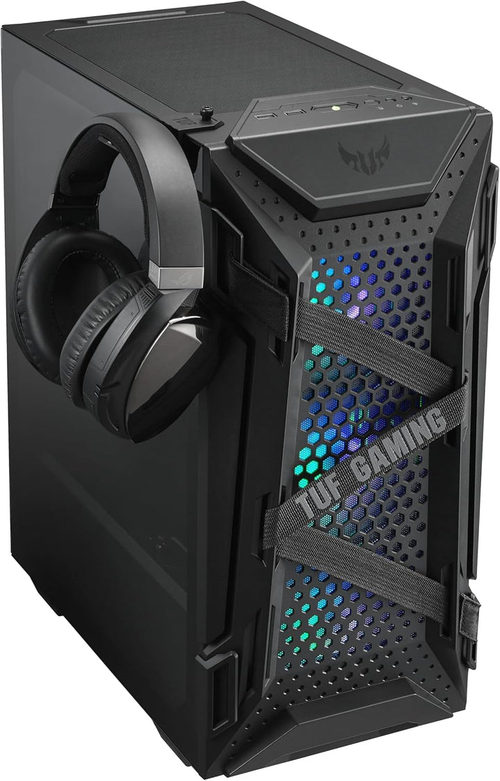 ASUS TUF Gaming GT301 kompaktes PC Gehäuse (Mid-Tower, Seitenwand aus Glas, 120mm Aura-RGB-Lüfter, A