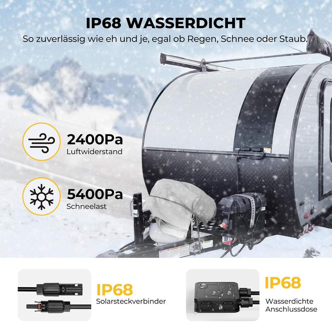 BougeRV Yuma 100W CIGS Solarpanel Flexibel 360° Flexible Solarmodule ETFE IP68 mit Solarkabel Solarp