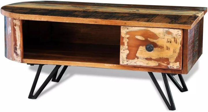 Tidyard Couchtisch Kaffeetisch mit Haarnadel-Beinen Recyceltes Massivholz Beistelltisch Wohnzimmerti