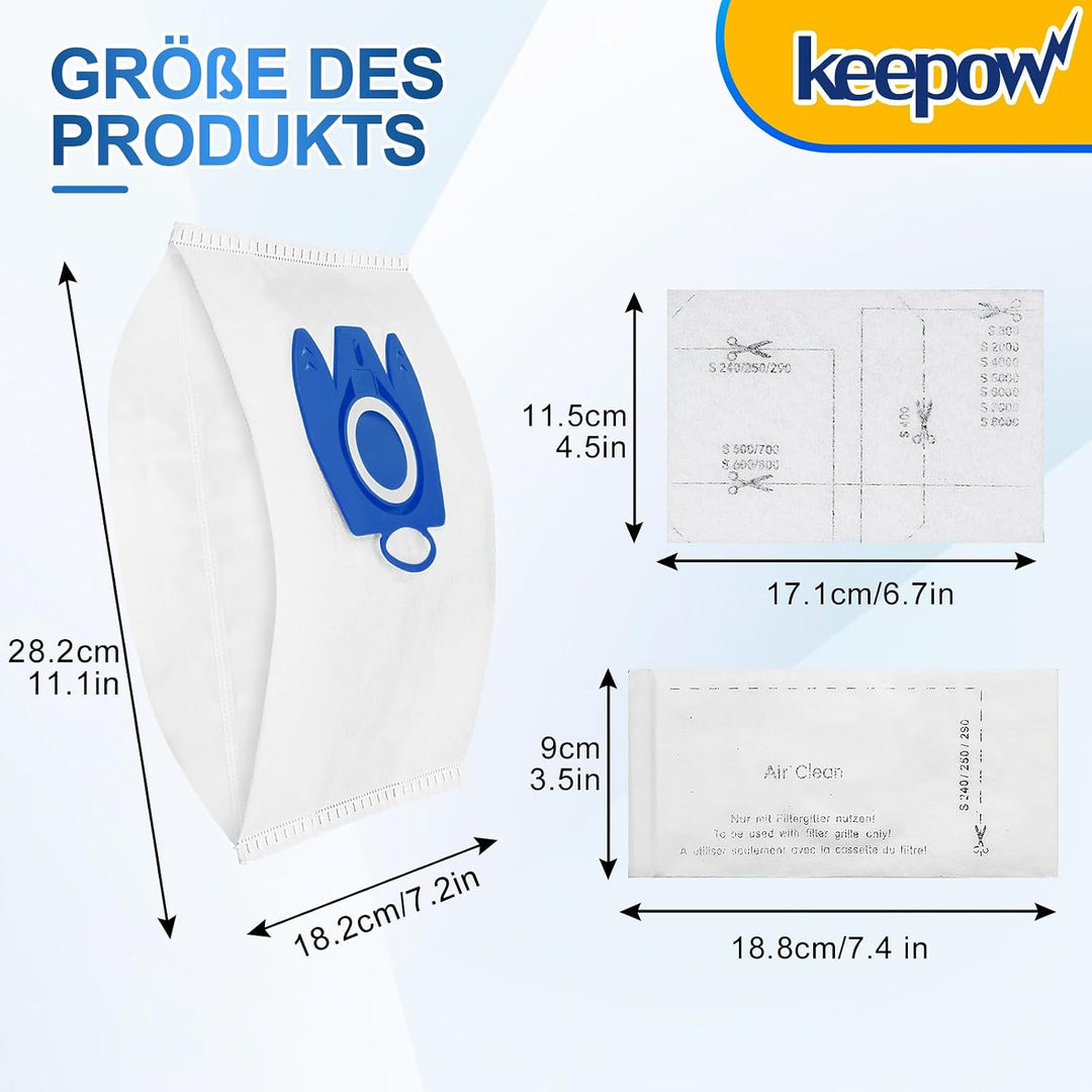 KEEPOW 12 Staubsaugerbeutel für Miele Complete C3 C2 C1 Staubsauger Classic C1 S8360 S8340 S2 S4 S5