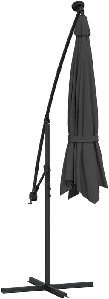 vidaXL Ampelschirm LED 300cm Anthrazit Sonnenschirm Kurbelschirm Gartenschirm 300 cm Anthrazit, 300