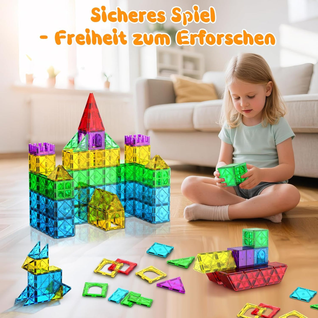 Zenzemwa Magnetische Fliesen Kinder Magnetbausteine: 72 Teile Magnetische Bausteine Magnetblöcke Mag
