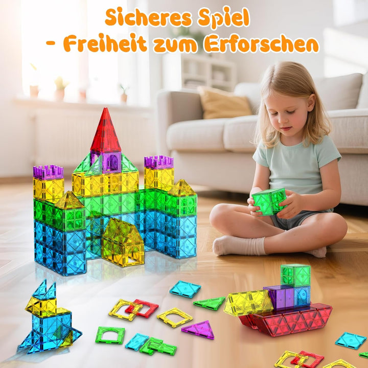 Zenzemwa Magnetische Fliesen Kinder Magnetbausteine: 72 Teile Magnetische Bausteine Magnetblöcke Mag