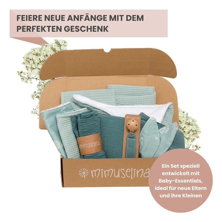 MIMUSELINA Pack Neugeborenen Geschenk | Baby Geschenk Mädchen oder Junge | Babygeschenke zur Geburt