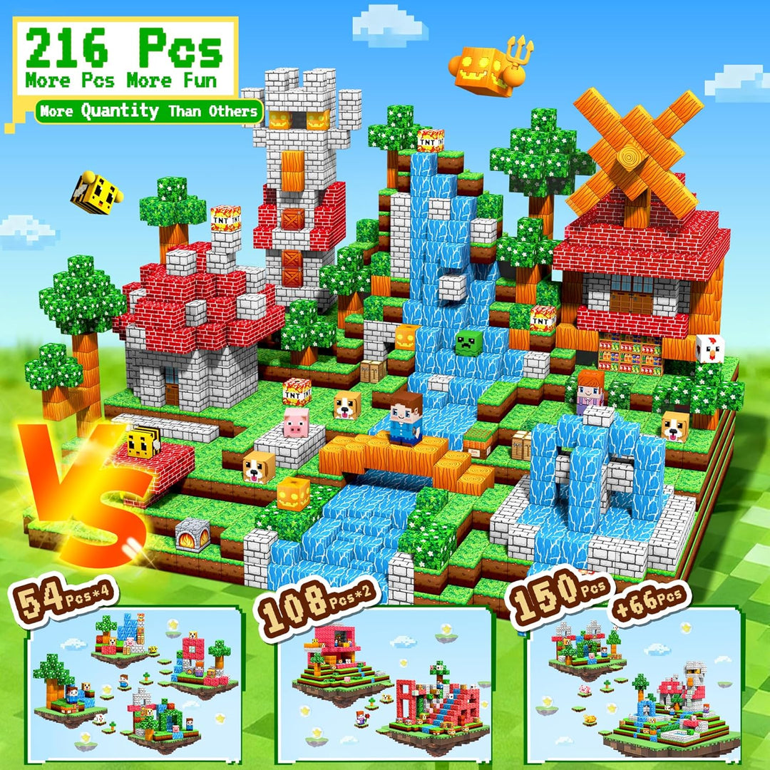 216 Teile Magnetische Bausteine, Magnetbausteine Magnetspielzeug Magneten Kinder, Magnetische Bauwel