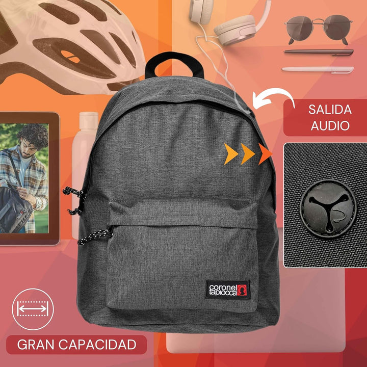 Coronel Tapiocca Herren Rucksack Urban Laptop Backpack 31x40x13 Grau, Grau