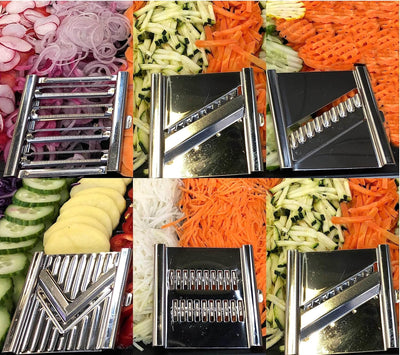 Gigant 4-Fach Gemüsehobel mit Multi-Box und 6 zusätzlichen Einsätzen Edelstahl