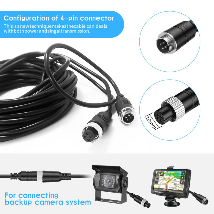 Cocar 50FT 15M Auto Video-Verlängerungskabel 4-Pin Luftfahrt-wasserdichtes Shockproof für CCTV Rückf