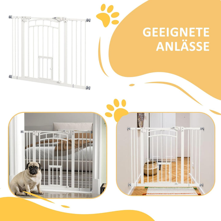 PawHut Türschutzgitter Treppenschutzgitter mit 7/14 cm Verlängerung Türgitter ohne Bohren Treppengit