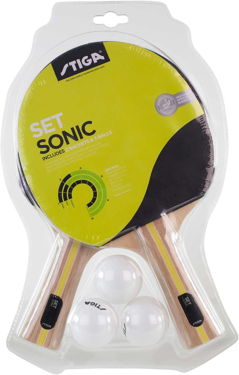 STIGA Sonic Tischtennisschläger und Bälle Set-Tischtennisset Tabletennis Racket, Rot/Schwarz