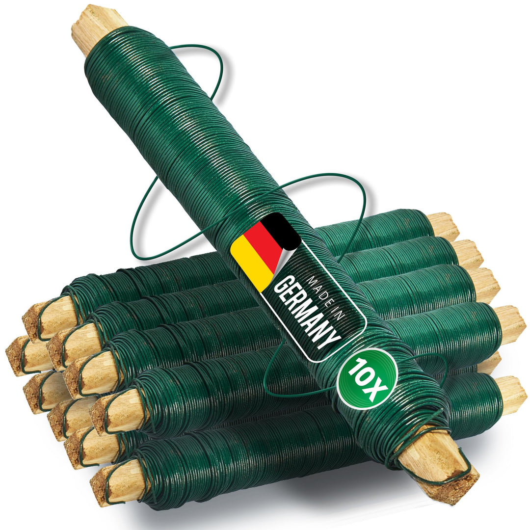 Novatool 10x Wickeldraht I grün I 0,65 mm I Draht I Basteldraht Floristendraht Blumendraht Bindedrah