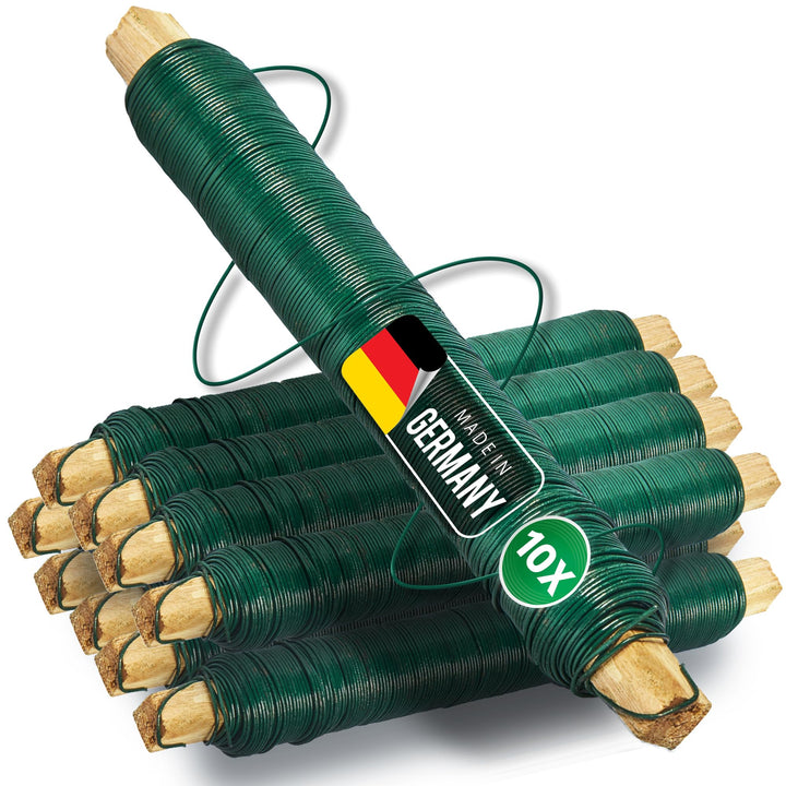 Novatool 10x Wickeldraht I grün I 0,65 mm I Draht I Basteldraht Floristendraht Blumendraht Bindedrah