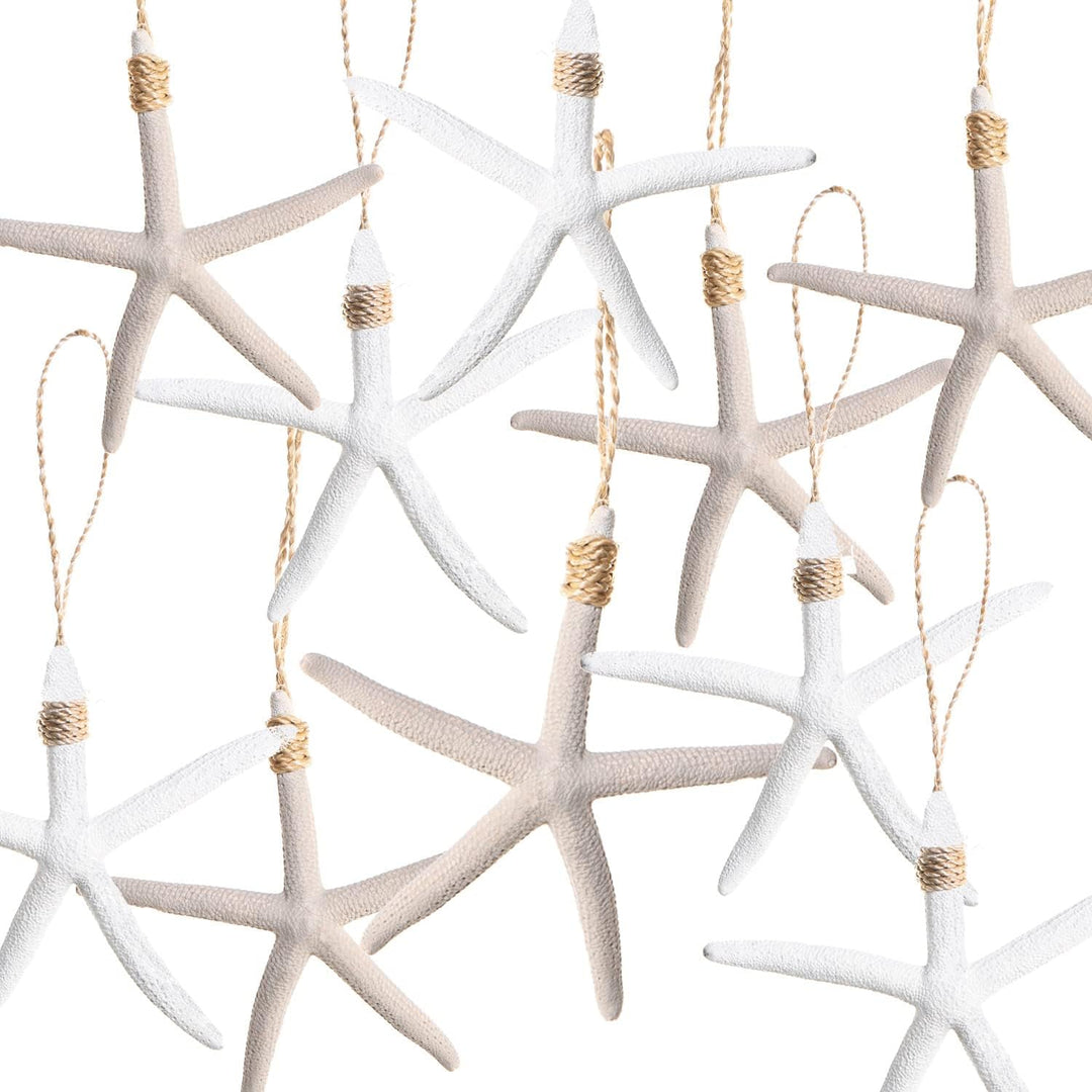Logbuch-Verlag 10 Seesterne mit Schnur zum Aufhängen 10 cm Natur + grau - Fischernetz dekorieren Mar