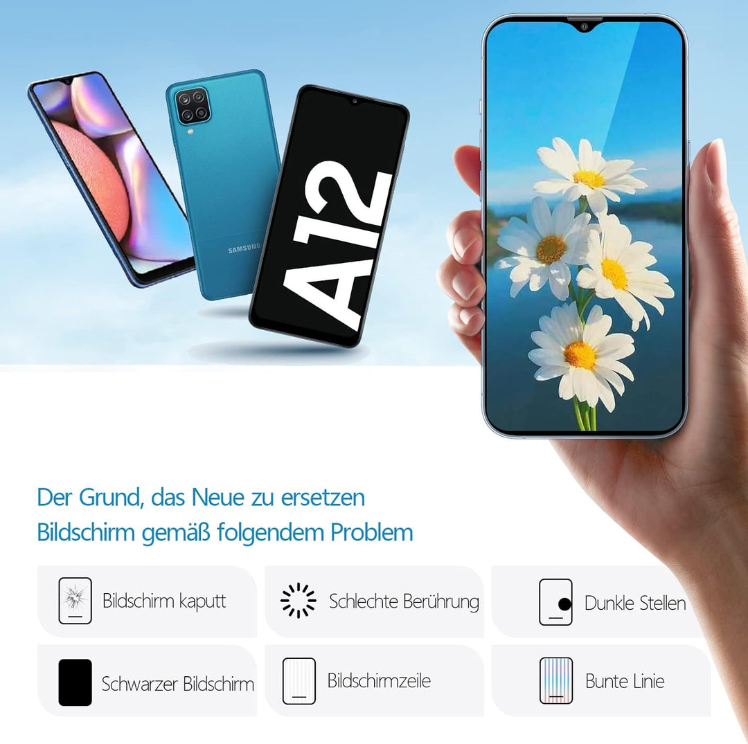RongZy Kompatibel mit Samsung Galaxy A12/A125F Ersatz Bildschirm LCD Display und Touchscreen-Digitiz