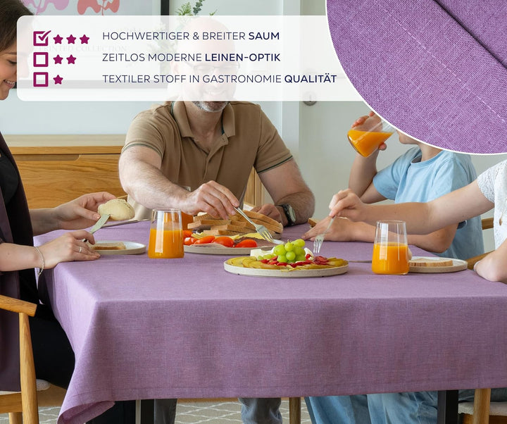 BEAUTEX fleckenabweisende und bügelfreie Tischdecke - Tischtuch mit Lotuseffekt - Tischwäsche in Lei